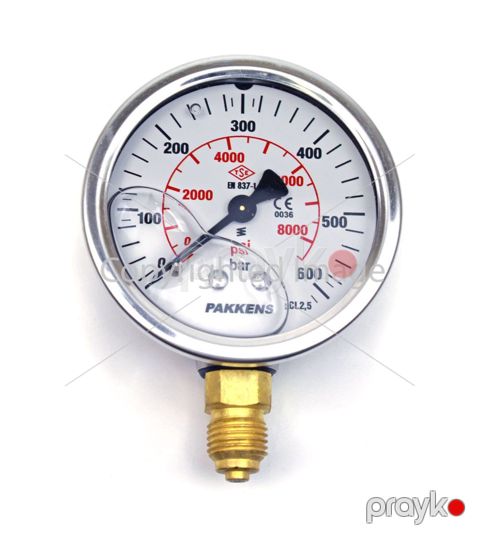 Manometr gliserin dolğulu (0-600 Bar 63 mm 1,4") Pakkens 0631001118 — Bakı