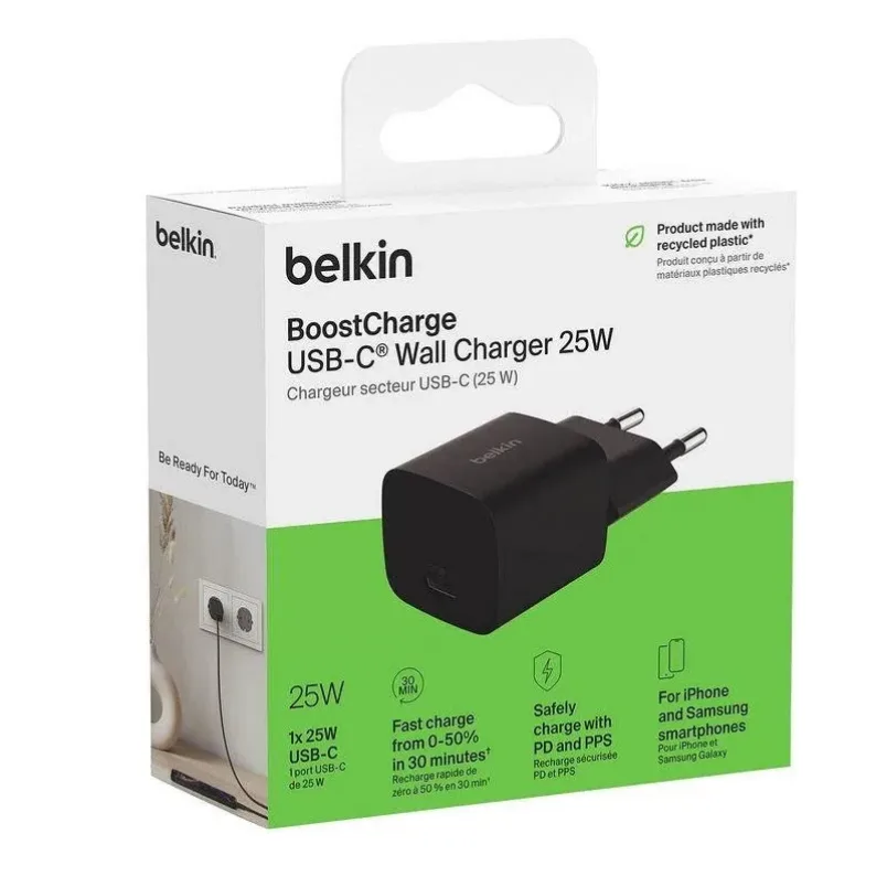 Adapter basligi Belkin 25W Usb-c PD Wall charger with PPS Black — Mallar, Bakı (4)