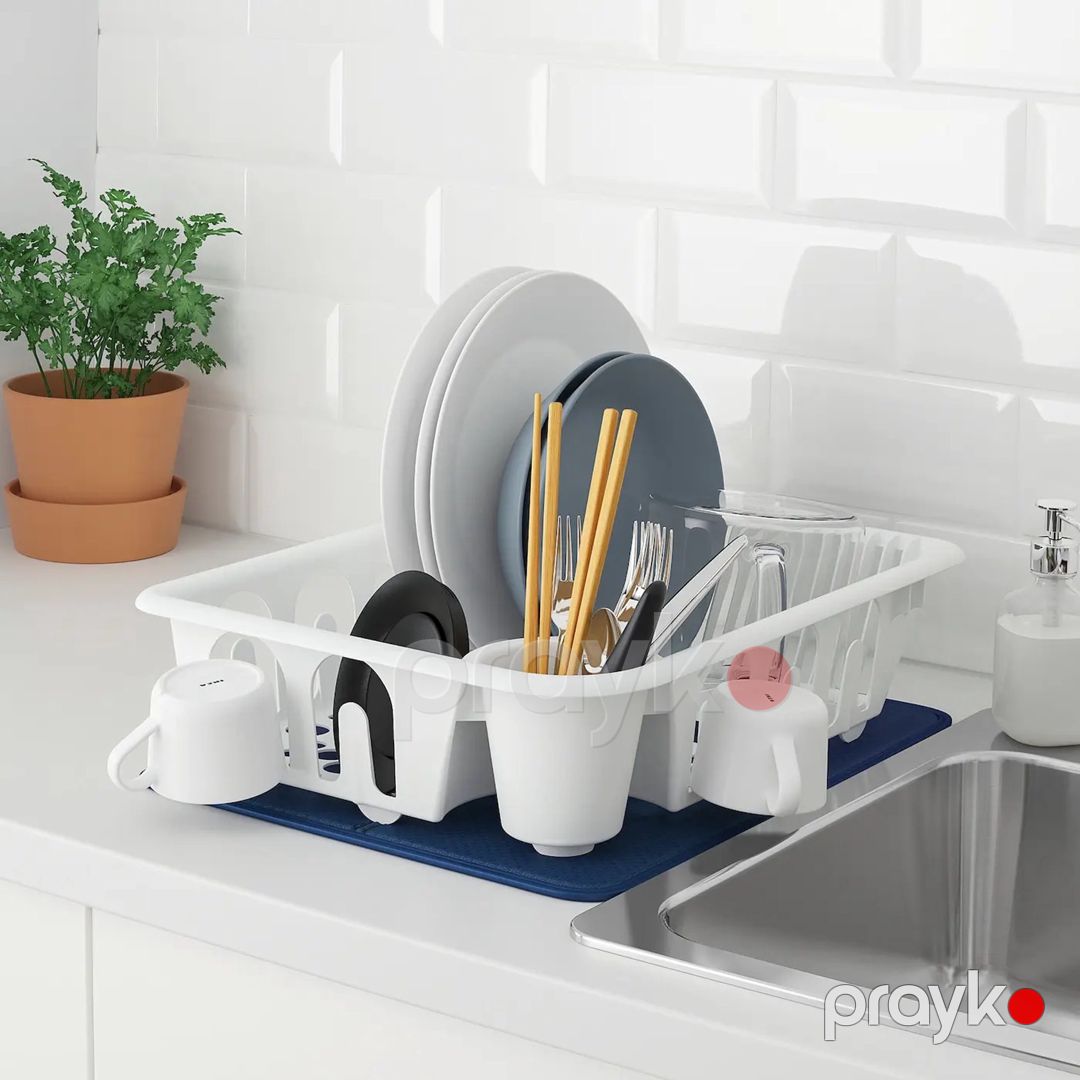 Qab-qacaq üçün quruducu IKEA Flundra, plastik, 46x36x12 см, ağ — Mallar, Bakı (2)