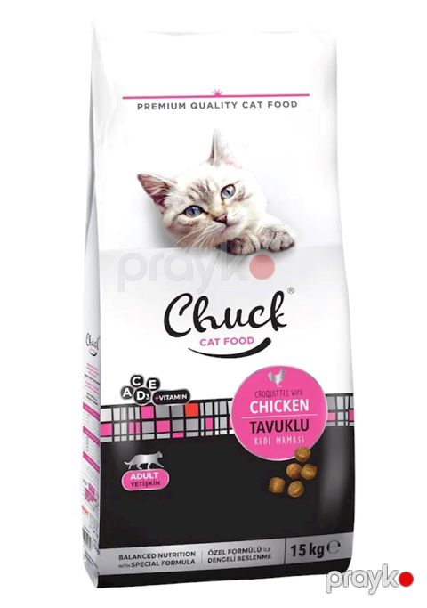 Quru yem Chuck Cat Food Chicken yetkin pişiklər üçün, toyuq ilə 15 kq — Bakı