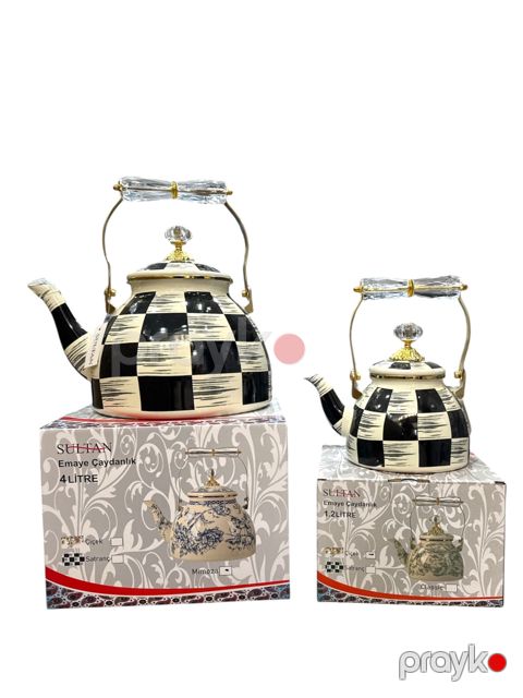 Çaydan dəsti Sultan 555, paslanmayan polad, bej/qara, 1200/4000 ml — Bakı