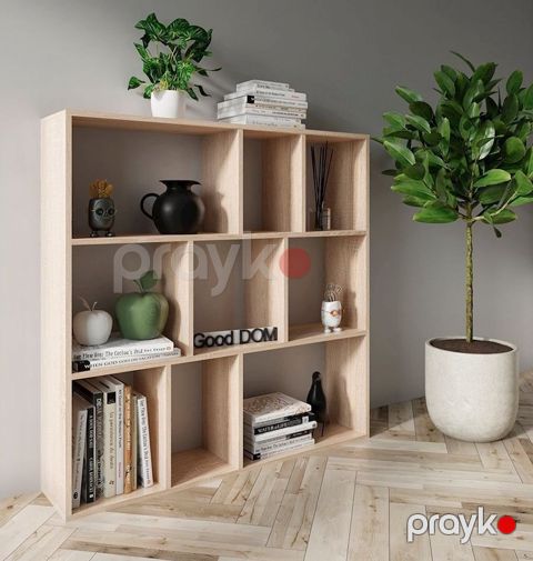 Stellaj 3563_StellajBooKubSomona, 110x110x24 sm, Ldsp, bej — Bakı