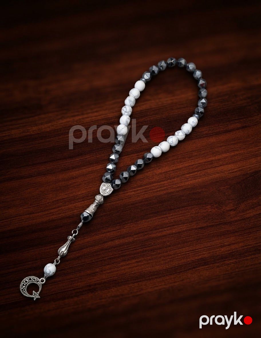 Təsbeh, hematit ilə, ağ/boz — Mallar, Bakı (2)