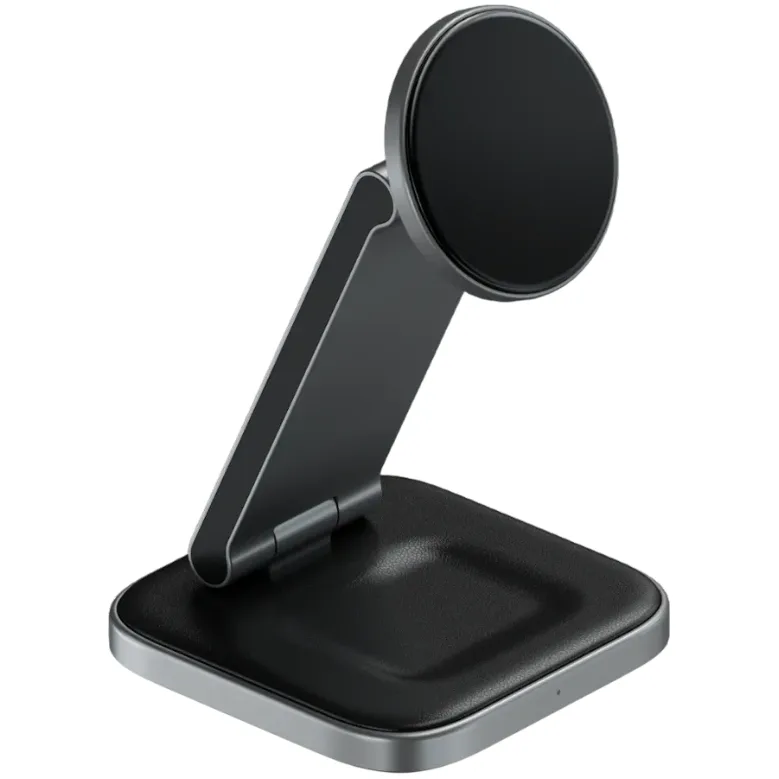 Enerji toplama cihazi Satechi 3-in-1 Foldable Qi2 Wireless charging stand Space Gray with Type A,C,G plugs — Mallar, Bakı (2)