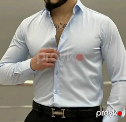 Kişilər üçün uzunqol köynək Paşatürk ML_2444, mavi, pambıq, ölçü L — Bakı