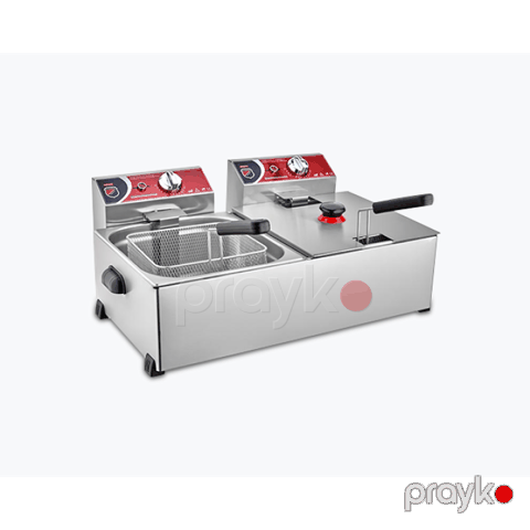Elektrik Fritöz – 8+8 Litr, İkili Qazan, Paslanmayan Polad — Bakı