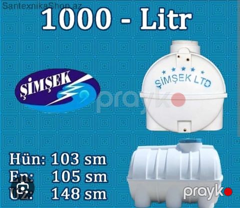 Şimşek LTD su çəni – 1000 litr Texniki göstəricilər: - Hündürlük: 103 — Xırdalan
