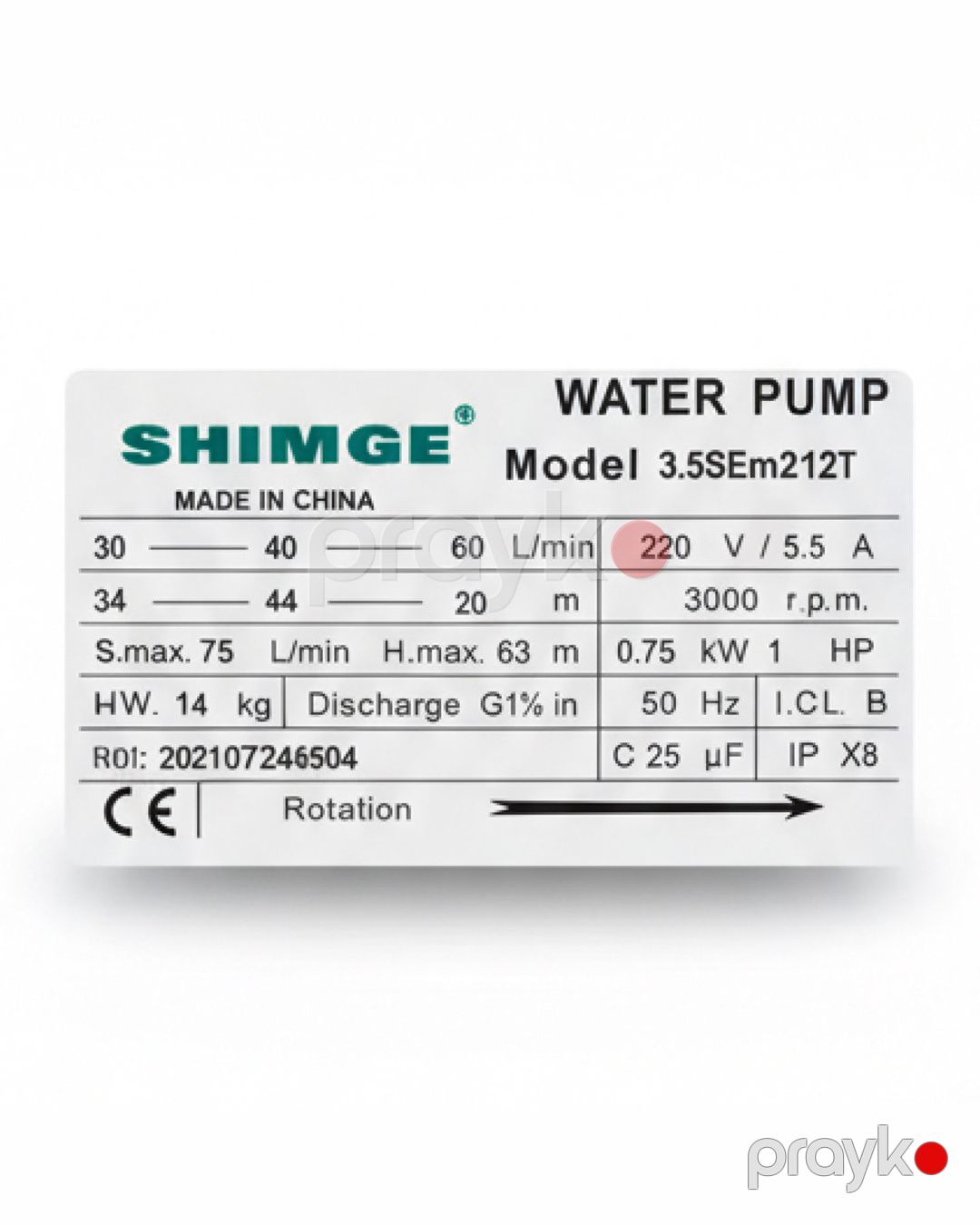 Salınan nasos Shimge 3.5SEm212T — Mallar, Bakı (2)