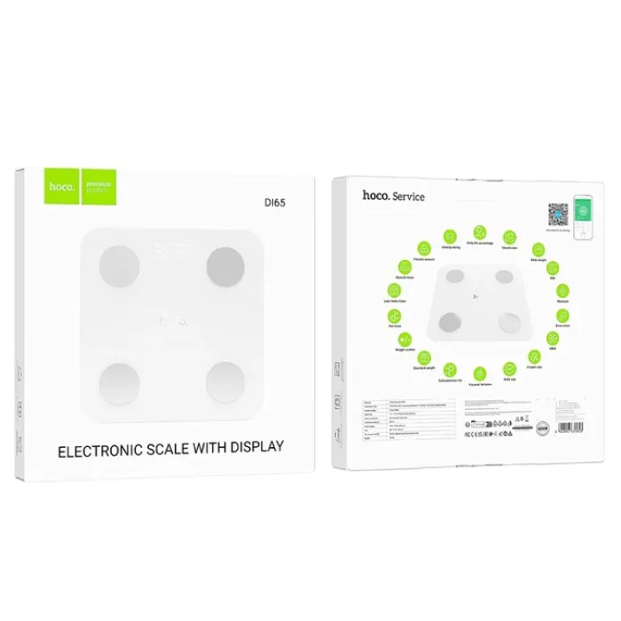 Hoco DI65 Ağıllı Döşəmə Tərəzisi Bluetooth 4.2 BMI Analizli 180kg — Bakı