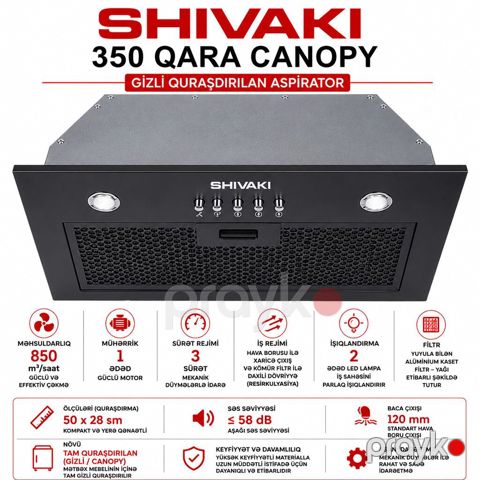 789 Məhsulun adı: Aspirator Shivaki 350, 850 kub. m/saat, qara — Bakı