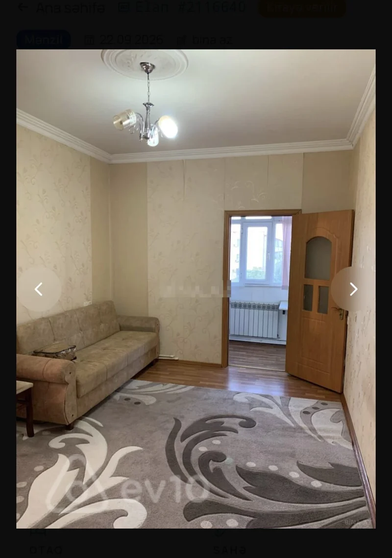 2 otaqlı mənzil, 48 m², Qara Qarayev pr. 59, — kirayə — Bakı