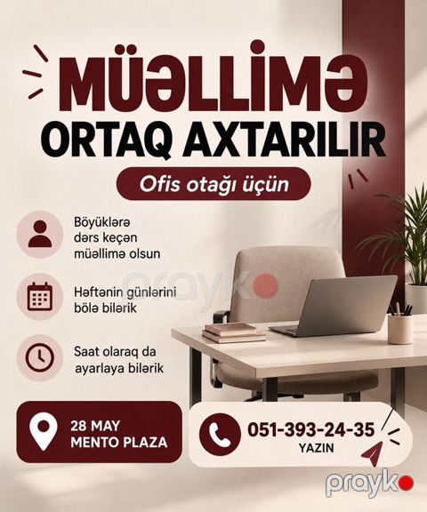 Müəllimə üçün ortaq axtarılır – ofis otağı paylaşımı. - Böyüklərə — Bakı