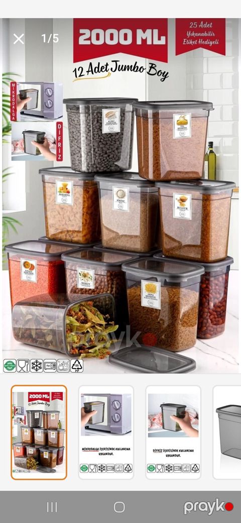 Mətbəx üçün hava keçirməyən saxlama qabları seti - Həcm: 2000–2200 ml — Bakı