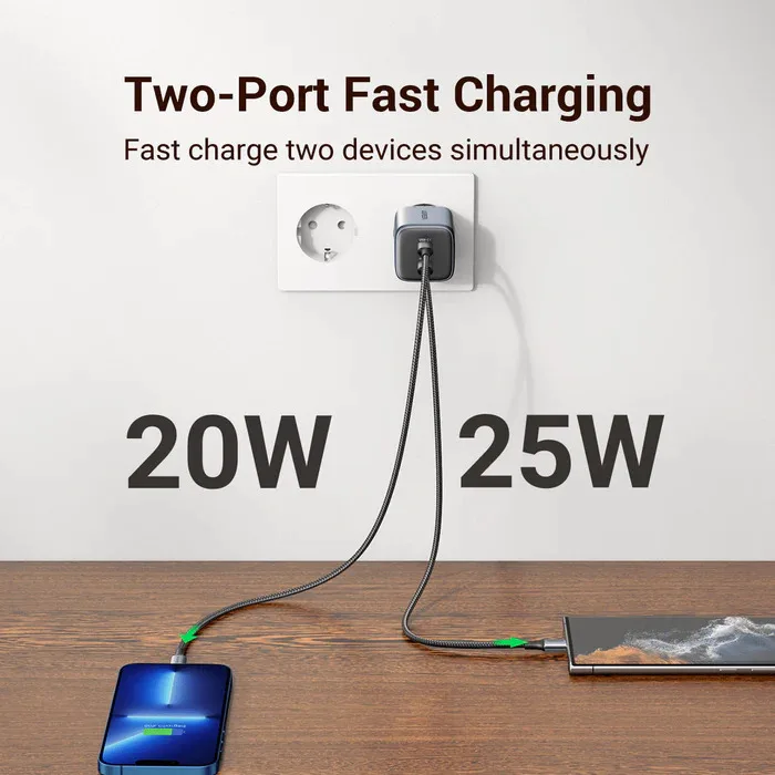 Adapter başlığı Ugreen Nexode 45W Dual Usb-c PD GaN Fast Charger — Mallar, Bakı (2)