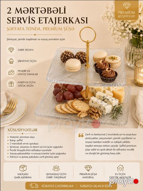 Etajer 4892, şüşə, şəffaf — Bakı