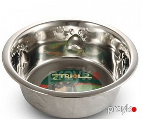 İtlər üçün kasa Triol, naxış basma ilə, metal, gümüşü, 4000 ml, 285x285x100 mm — Bakı