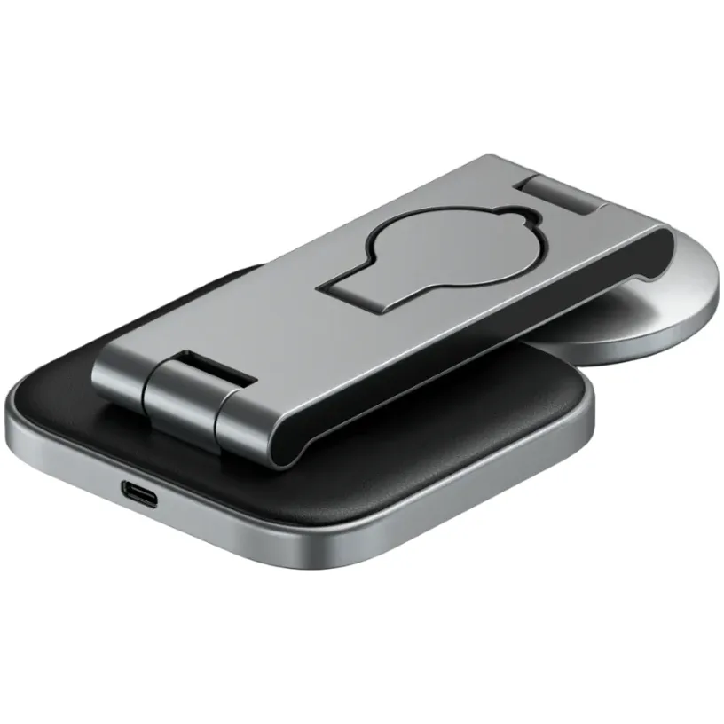 Enerji toplama cihazi Satechi 3-in-1 Foldable Qi2 Wireless charging stand Space Gray with Type A,C,G plugs — Mallar, Bakı (4)