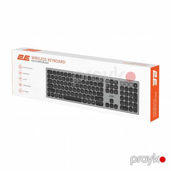 2E Keyboard membrane KS270 105key, Wl/bt, En/uk/ru, grey-black (2E-KS270WBGR) — Periferik cihazlar, Bakı (2)