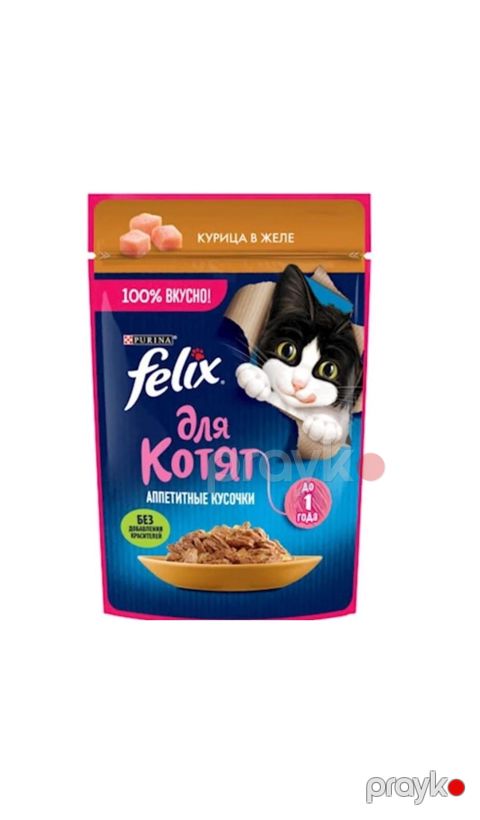 Nəm yem pişik balaları üçün Felix toyuq jeleli 85 q — Bakı