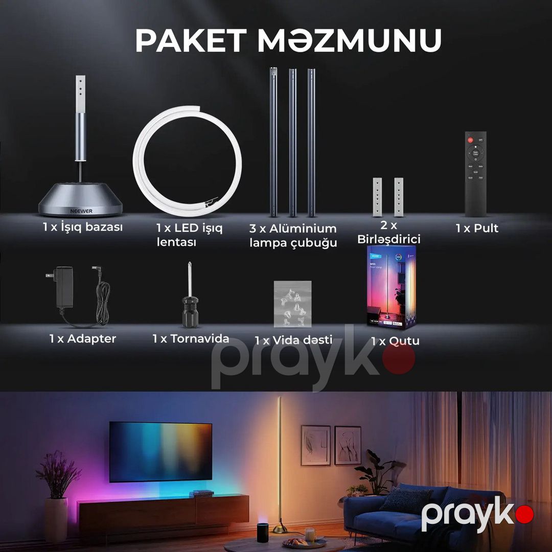 Künc döşəmə lampası Neewer NF01 Rgbw — Foto və video texnikası, Bakı (7)