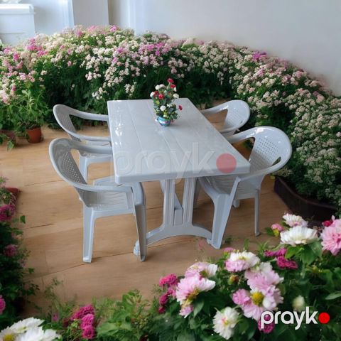 Bağ üçün mebel dəsti 55536045, plastik, boz, 4 nəfərlik — Bakı