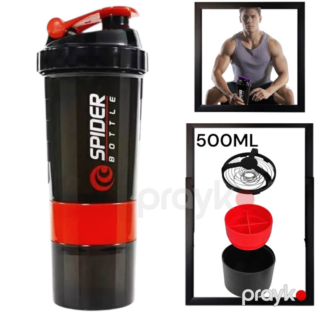 İdman su qabı Spider WS1318, qırmızı, 500 ml, 3 hissəli — Mallar, Bakı (2)