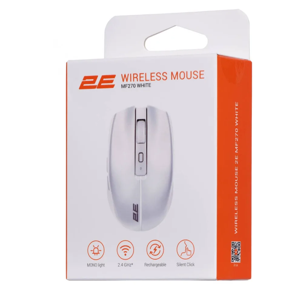 Mouse 2E MF270 Silent Rechargeable Wl white — Mallar, Bakı (6)