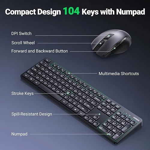 Ugreen 15659 Wireless Keyboard & Mouse Combo — Klaviaturalar və siçanlar, Bakı (2)