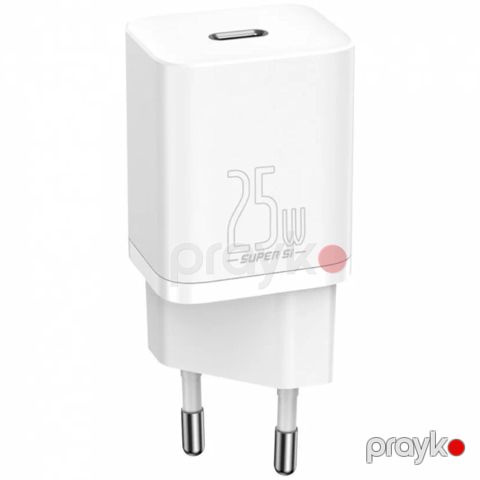 Baseus Super Si Quick Charger 1C 25W Usb-c Adapter Kabel ilə Ağ — Bakı