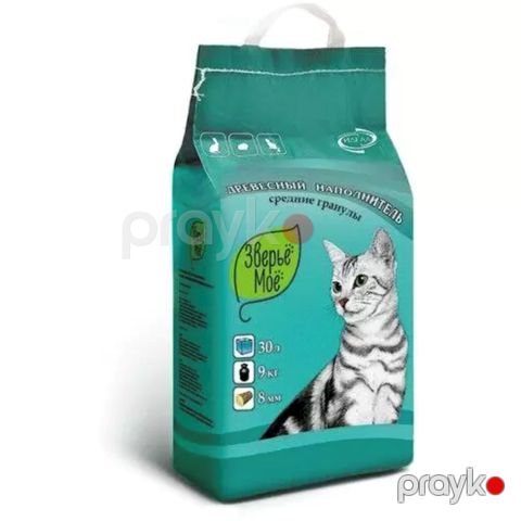 Pişiklər üçün doldurucu Зверье Мое Средние гранулы, ağac, 30 l — Bakı