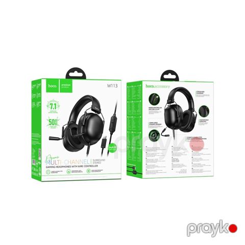 Hoco W113 USB Gaming Qulaqlıq 7.1 Surround Mikrofonlu Qara — Bakı