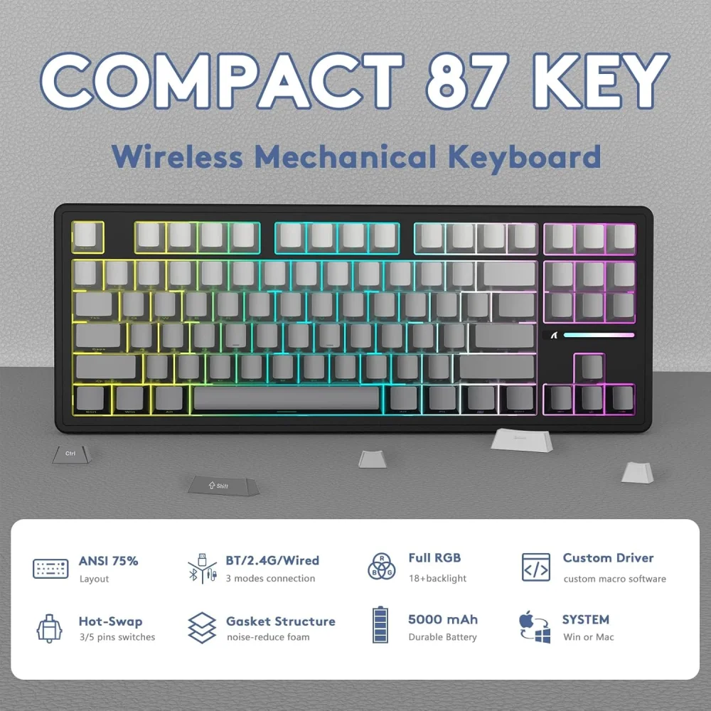 Attack Shark M87 PRO Wireless Mechanical Gaming Keyboard — Klaviaturalar və siçanlar, Bakı (6)