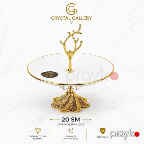 Şirniyyat qabı Crystal Gallery, keramika, qızılı/ağ — Bakı