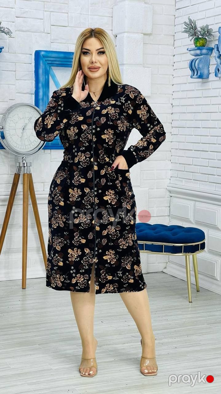 Ev xələti, qara/qəhvəyi, velür, ölçü 5XL — Mallar, Bakı (2)