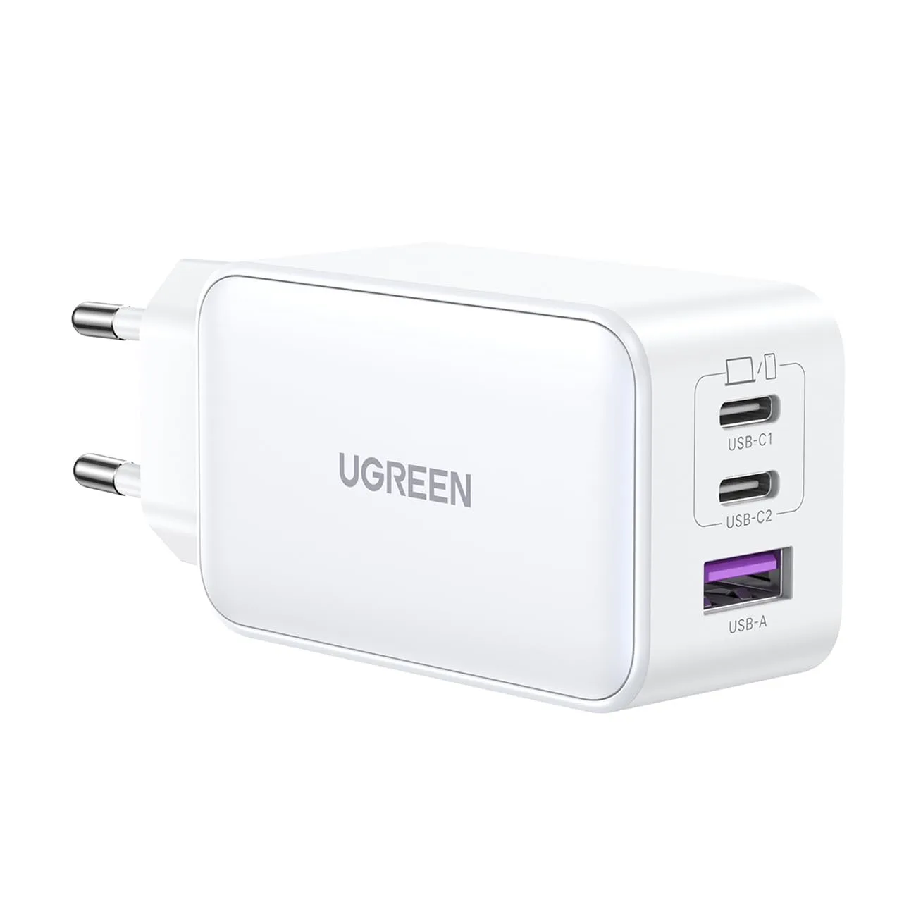 Adapter başlığı Ugreen Nexode 65W 3-Port PD GaN Fast Charger EU (White) — Bakı