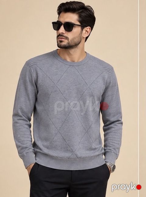 Kişi cemperi B7242, boz, pambıq, ölçü 3XL — Bakı
