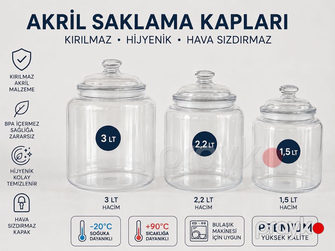 Saxlama üçün banka 27705941, akril, şəffaf, 2200 ml — Mallar, Bakı (2)