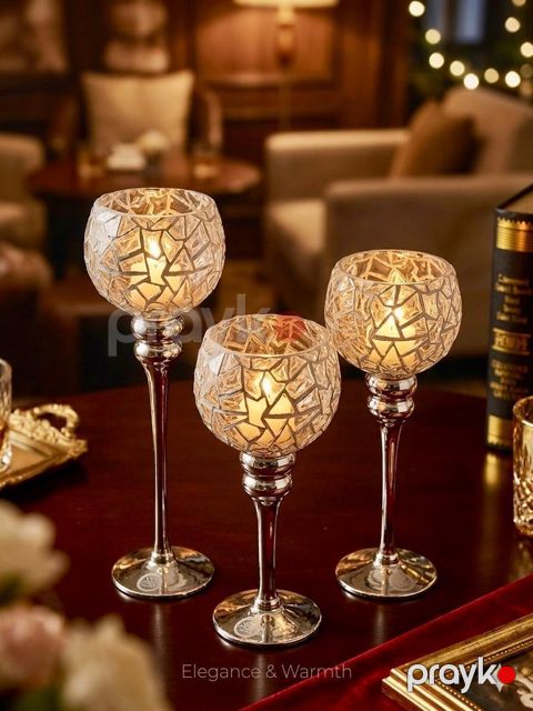 Şirniyyat qabı No brand Dairəvi Şüşə 1 bölmə 30/35/40 sm Lavrint Decor Gumus 3-lu cam sunumluk — Bakı