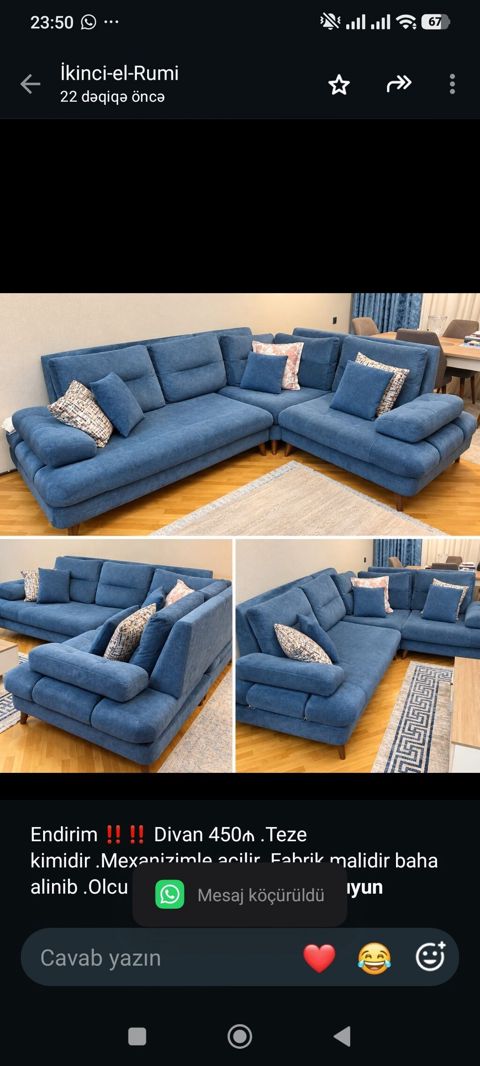 Endirim Divan 450₼ .Teze kimidir .Mexanizimle acilir .Fabrik — Sofas