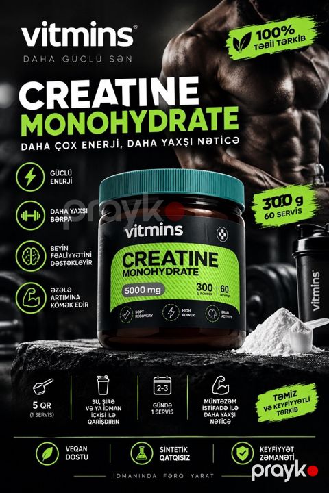 Vıtmıns Creatine Monohydrate (300qr) — Bakı