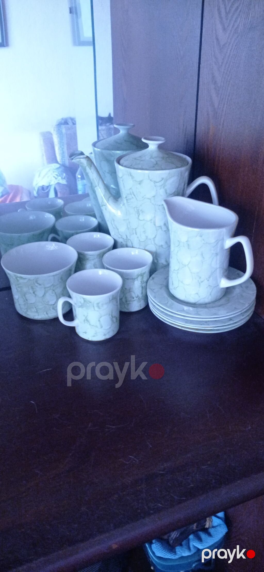Çay dəsti, rəng - Yaşıl, Farfor, Polşa — Süfrə qabı, Bakı (2)
