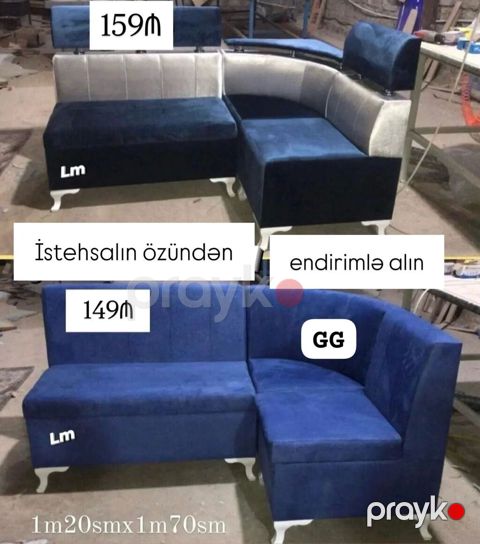 Künc divanı – mətbəx və kiçik otaqlar üçün rahat model. Ölçü: 1 m 20 — Bakı