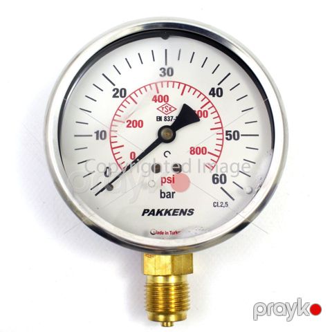Manometr quru tipli (0-60 Bar 100 mm 1/2") Pakkens 1001000111 — Bakı