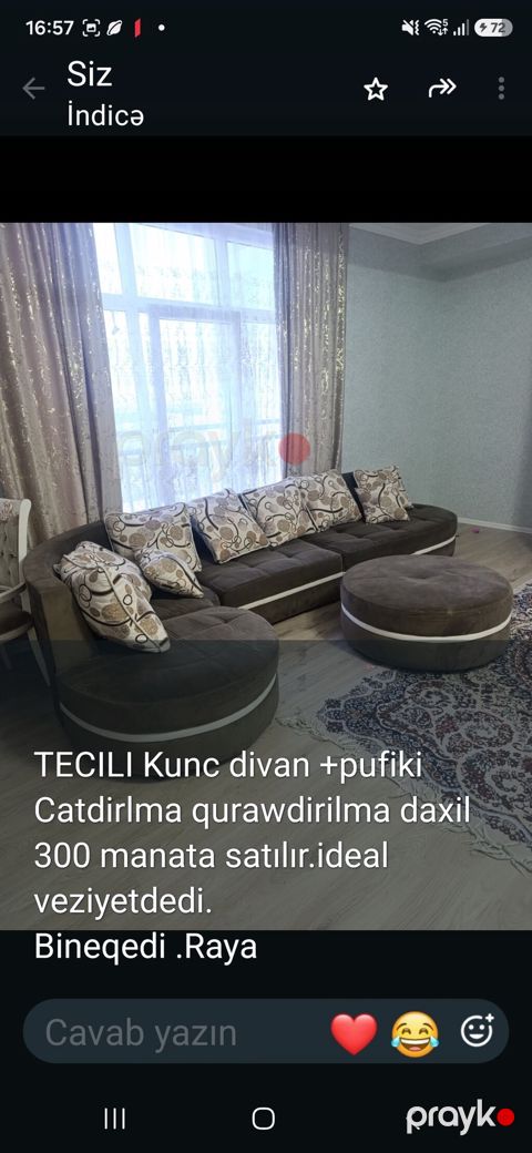 satılır: Künc divan + pufik - Şık dizaynlı, qəhvəyi rəngdə — Sumqayıt