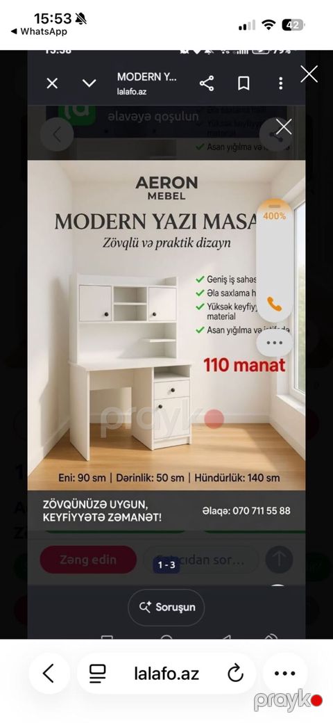 Aeron Mebel – Modern Yazı Masası - Zövqlü və praktiki dizayn - Geniş — Sumqayıt