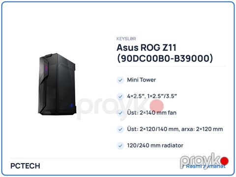 Asus rog Z11 (90DC00B0-B39000) — Pctech — Kompüterlər və noutbuklar