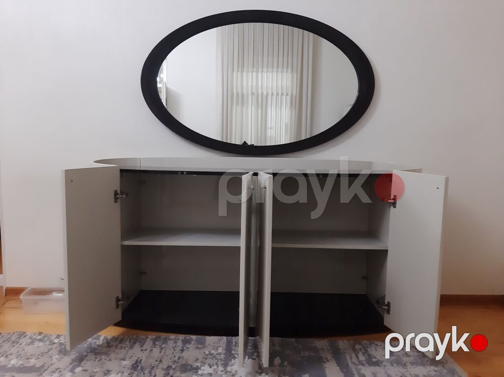 Qonaq otağı üçün, İşlənmiş, Açılmayan, Oval masa, 8 stul — Masalar və stullar, Gəncə (9)