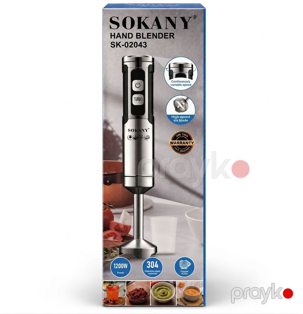 1854 Məhsulun adı: Blender Sokany SK-02043 1200 W 0.5 l qara-gümüşü — Blenderlər, xırdalayanlar və mikserlər, Bakı (2)