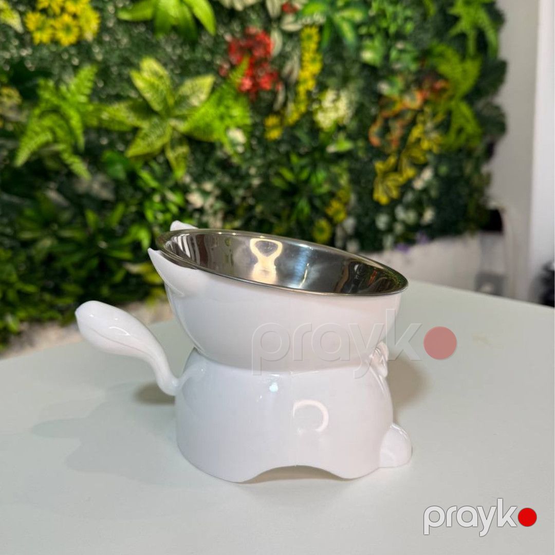 Su və yem qabı M07 pişiklər üçün, plastik/polad, ağ — Mallar, Bakı (3)