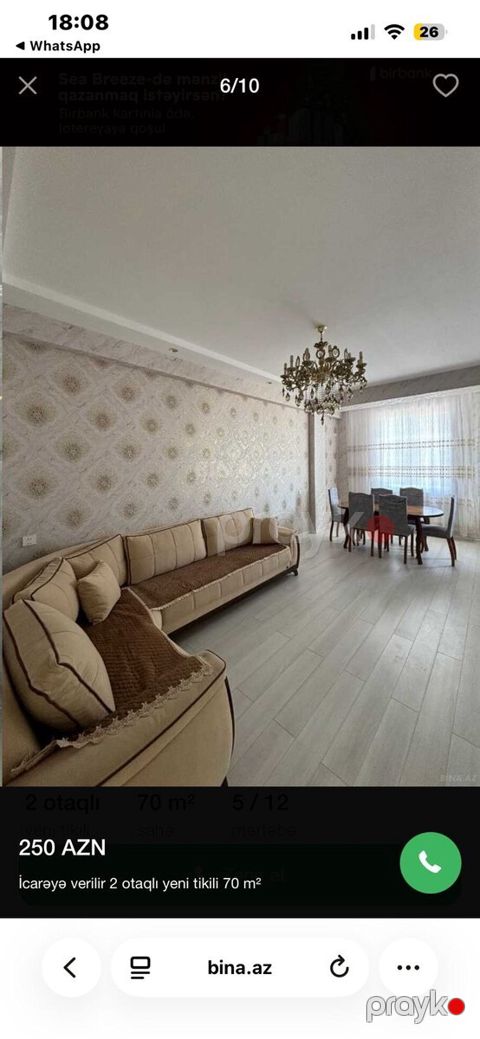 2-otaqlı yeni tikili kirayə verilir, Sumqayıt ş., 70 m² — Sumqayıt